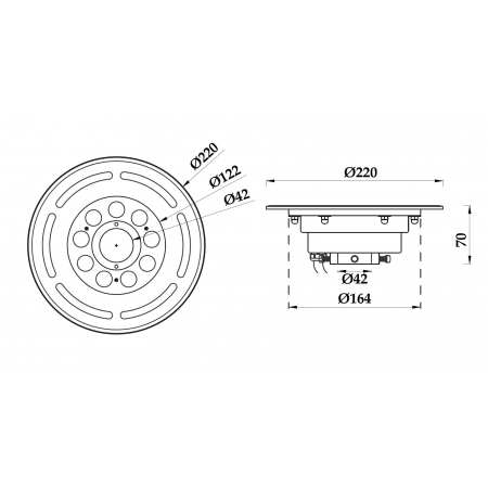 Pierścień ring LED do fontann posadzkowych  PHJ-FL220-2 9 / 12 / 18 Watt dowolny kolor + RGB